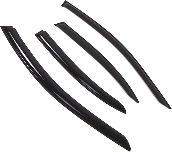 WD2-833B Dark Smoke 4 Pcs Set Window Visor (Outside Mount) Deflector Rain Guard Compatible with 2017-2018 Mercedes-Benz C250 C300 C400