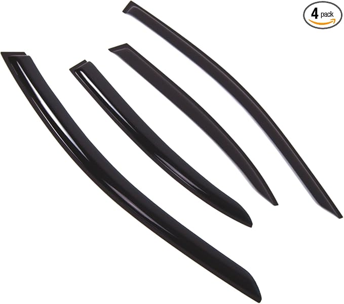 Outside Mount Window Vent Visors Rain Guards Compatible with Mercedes C250 C300 C400 2015-2016 | Side Window Wind Deflectors Rain Shields | Smoke Tinted, 4 Pcs Set, DGWV-833