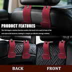 2PCS Car Seat Headrest Hooks, Purse Hook for Car, Automotive Headrest Handbags Holder, Auto Accessories Leather Seatback Organizer Hanger for Hanging Purses Bags Coats (Red, 2PCS)