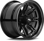 12 inch Golf Cart Wheel Tire Combo Kit, RT103 Gloss Black 12x7 Rim 215/40-12 Low Profile Tire, No Lift Kit Required, Fits Club Car Precedent EZGO TXT RXV Yamaha G1-G29, One Single
