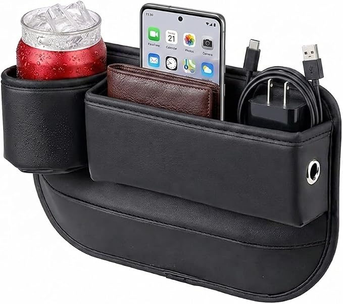 Car Seat Gap Filler Organizer with Cup Holder, Universal Car Storage