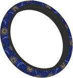 Sun Moon Twelve Zodiac Signs Steering Wheel Cover Car Accessories Cute for Women Girls Girly Universal 15 Inch Neoprene Auto Interior Decor Anti Slip Car Truck Protector