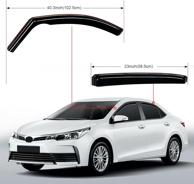 in Channel Rain Guards for Toyota Corolla 2020-2026 Sedan Window Deflectors Window Visors for Fresh Air in Rain, Highway Wind Noise Reduction-4PCS