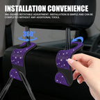 4PCS Bling Car Seat Headrest Hooks, Purse Holder for Car, Vehicle Back Seat Purse Handbag Hanging Holder with Crystal Rhinestone, Diamond Car Rear Seat Organizer for Vehicles (Purple)