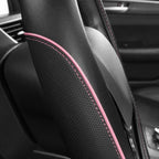 Colour Piping Leather Universal Fit Steering Wheel Cover, Perfectly fit for 14.5-15 inches Suvs, Vans, Trucks, Sedans, Cars (Black&Pink)