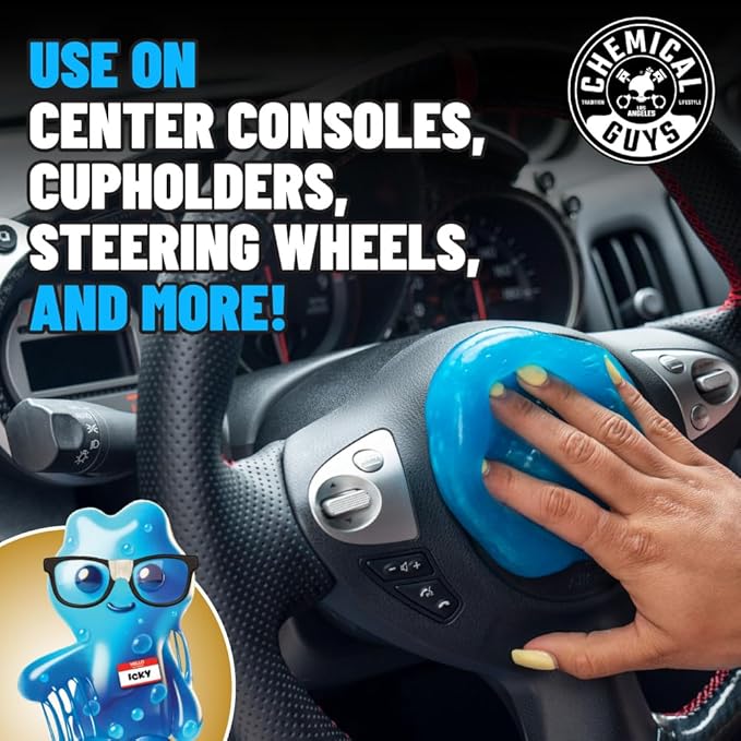 Car Cleaning Kit Interior 9-Piece - Total Interior Cleaner, Sticky Icky Green Apple & Strawberry Detailing Gel, 3 Detailing Brushes, 3 Towels, Safe for Cars, Trucks, SUVs & More