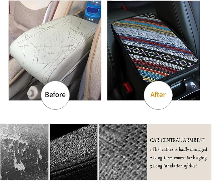 Car Center Console Cover,Boho Car Accessories Car Armrest Box Pad for Comfortable Support,Universal Armrest Cover for Car Truck SUV Center Console,Car Decorations Interior Aesthetic (Armrest cover-A)