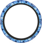Blue Butterfly Steering Wheel Cover for Women Girls Flower Universal 15 inch Neoprene Anti-Slip Car Wheel Protector