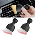 2PCS Car Interior Detailing Brush with Dust Cover, Auto Soft Hair Cleaning Brushes, Scratch Free Curved Dirt Collectors, for Vehicle Dashboard Air Conditioner Vents Leather (White/Pink/2PCS)