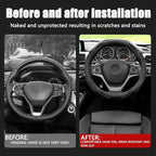 15 Inch Car Leather Steering Wheel Cover, Automotive Accessories Elastic Breathable Anti-Slip Soft Wheel Protector Fits Men and Women, Suitable for SUVs, Trucks, Vehicles and RVs (Black)