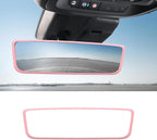 Car Rear View Mirror Protector Frame, Silicone Auto Rearview Edge Protection Cover Compatible with Model 3 Model Y, Interior Rear View Trim Frame Decoration, Car Accessories (Pink)