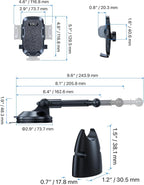 YRU True Upgrade for Safety Car Phone Holder Mount Patent & Military-Grade Dashboard Cell Phone Holder for Car Vent Windshield Phone Stand for iPhone 17 16 15 14 13 Pro Max Truck Samsung, Matte Black
