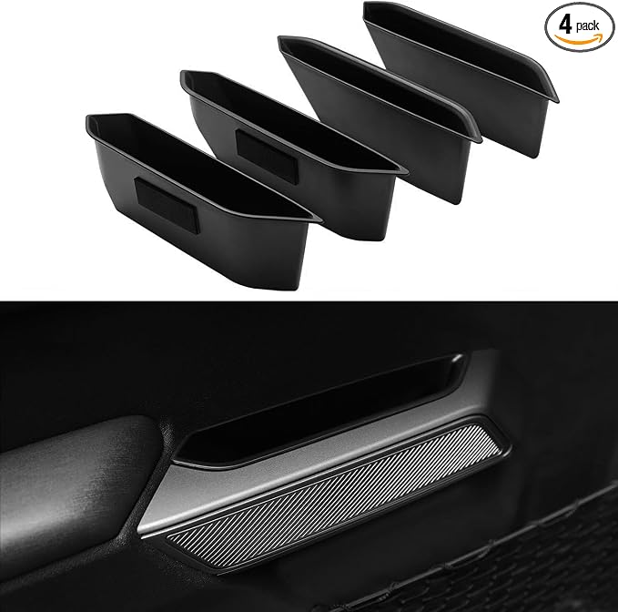 Door Handle Storage Organizer Compatible with 2021-2026 Ford Bronco, Front and Rear Door Grab Handle Pockets Box Insert Tray Interior Accessories