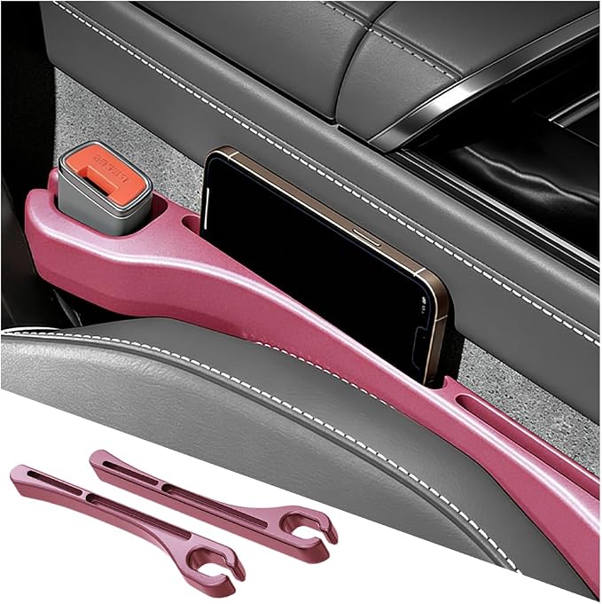 2PCS Car Seat Gap Filler, Seat Side Seam Crevice Blocker Organizer to Prevent Things from Dropping, Drop-Proof Auto Console Gap Guard Stopper Plug, Universal for Vehicles (Red)