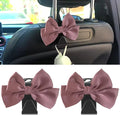 2 Pack Car Seat Headrest Hook, Auto Seat Hook Hangers Storage Organizer Interior Accessories for Handbag Clothes Coats Grocery Bags (Leather pink)
