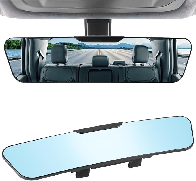 Anti Glare Rear View Mirror, Universal 12'' (305mm), Wide Angle Panoramic Convex Rearview Mirror, Clip-on to Original to Eliminate Blind Spot and Antiglare for Cars SUV Trucks