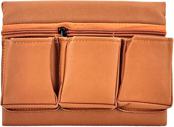 Car Window Armrest Storage Box, Leather Automotive Side Door Arm Rest Pad Organizer with Multiple Pocket, Multifunctional Vehicle Armrest Elbow Pad Storage Bag, Universal Fit (Brown)