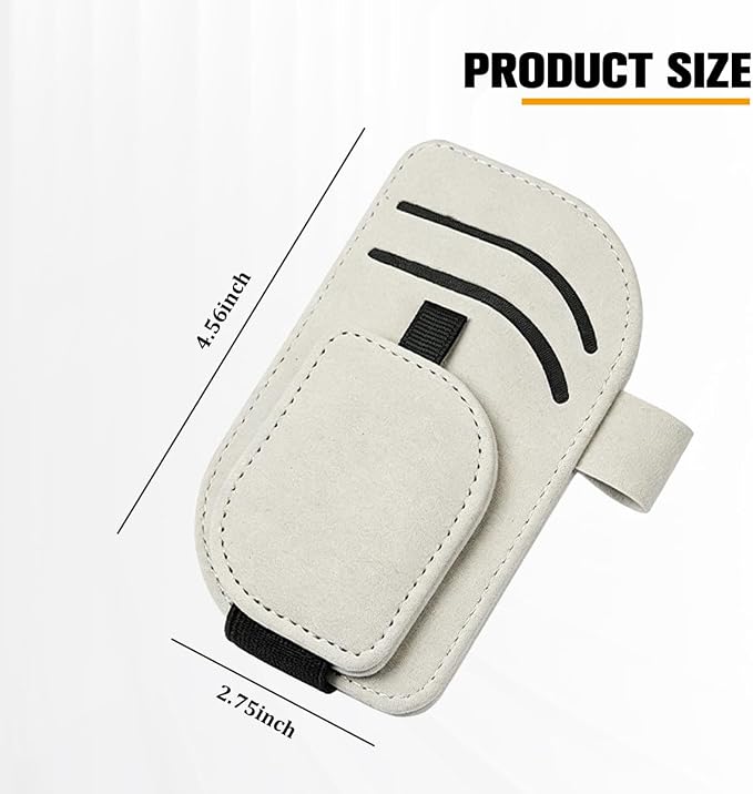 Car Sun Visor Organizer, Multi-Pocket Vehicle Sunglass Card Holder with Pen Slot, Automotive Interior Sunshade Glasses Storage Organizer, Universal Fit (White)