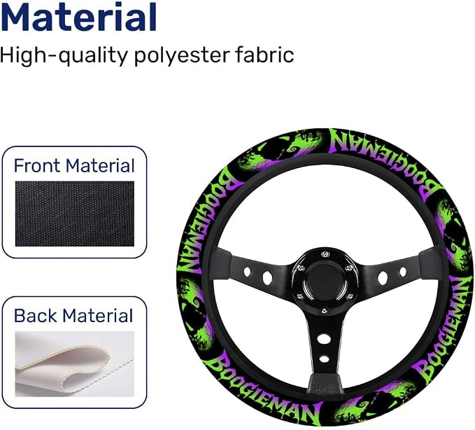Spooky Sack Steering Wheel Cover, Non Slip Polyester Car Wheel Protector for Car SUV Truck, Universal 15 Inch