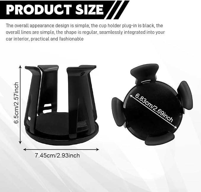 2PCS Car Cup Holder Insert, Cup Holder Expander, Multifunctional Auto Drink Rack with Adaptive Clamp Arm, Auto Accessories Car Beverage Insert Adhesive Storage Rack for SUV, Sedan, Truck