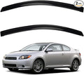 2pcs Smoke Tint Sun Rain Guard Vent Window Visors Compatible with 2005-2010 Scion tC, Outside Mount Tape On Style Acrylic Set of 2 Front