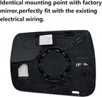 Right Passenger Side Heated Mirror Glass Replacement For 2019 2020 2021 Dodge Ram 1500 - Power Heated, with Backing Plate, Replace 68402036AA 68402037AA