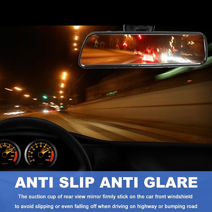Interior Rear View Mirror with adhesive Suction Cup, Blind Spot Checker for Driving Test, Stick on Universal Inside Rearview Mirror with Wide Angle Mounted on Windshield(7.87 x 2.36 inch)
