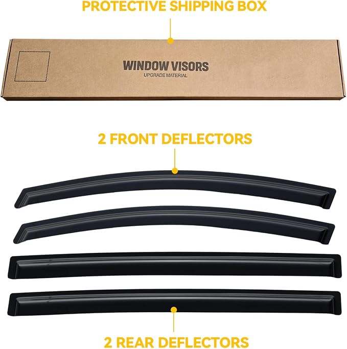 Rain Guards for 2018-2026 Honda Odyssey, Out-Channel Window Visor Shields Vent Deflector Shade Wind Dark Smoke 2019 2020 2021 2022 2023 2024, Tape-On Outside-Mount, 4PCS