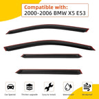 Rain Guards Compatible with 2000-2006 BMW X5 E53 4-Door Tape-On Side Window Visor Wind Deflector Vent Visors Car Accessories