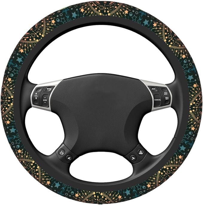 Magical Astrology Moon Star Steering Wheel Cover for Women Men Girls Car Accessories Decor Anti-Slip Neoprene Auto Steering Wheel Covers Protector Universal 15 Inch
