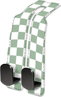 Car Seat Headrest Hook, Universal Leather Cute Hanger Holder Hook, Storage Organizer Interior Accessories for Purse Bags Handbag Green Plaid