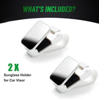 2 Pack Sunglasses Holder for Car, One-Handed-Operation Visor Sunglass Holder Clip, Easy Access Storage for Driving,Universal Fits (White)