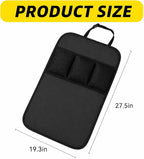 Large Car Seat Back Protectors 2 Pack, 2-Layer Kick Mats with 3 Pockets, Backseat Organizer and Seat Protector for Kids, Scuff Guard for Cars SUVs Trucks, Black