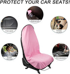 Waterproof Car Towel Seat Cover, Sweating Non-Slip Premium Towel Carseat Cover Protector, Universal Soft Machine Washable Car Truck SUV Front Seat Cover for Gym Workout Beach Hiking (Pink)