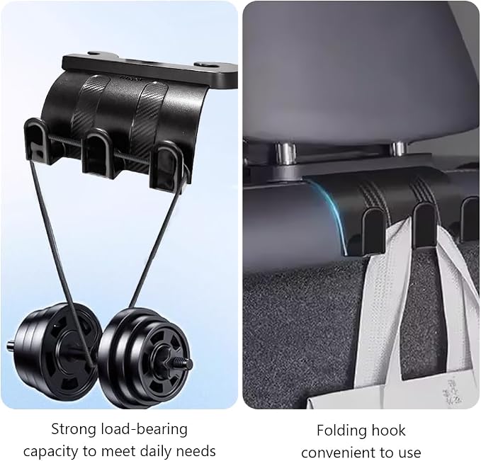 2Pcs Hooks for Tesla Rear Trunk Hooks Headrest Storage Hangers Car Trunk Organizer for Purse Groceries Hooks for Tesla Model Y RearSeat