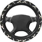 Japanese Wave Black Steering Wheel Cover Car Accessories Cute for Women Girls Girly Universal 15 Inch Neoprene Auto Interior Decor Anti Slip Car Truck Protector
