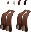 Coozyland Car Hooks, Coozy Land Metal Multi-Function Leather Car Headrest Hooks, Universal Double Hook Car Seat Back Storage Hooks for Wallets, Handbags, Bottles, Trash Bags, etc (Brown 2-Pack)