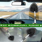 Windshield Cleaning Tool, Car Window Cleaner with Extendable Long Handle and 4 Washable Reusable Microfiber Pads, Auto Interior Exterior Auto Glass Wiper for Windshield, Universal for Most Cars (Grey)