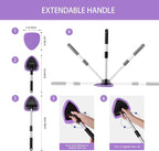 10pcs Windshield Cleaning Tool Inside Car Window Cleaner Wash Kit with 4 Reusable Microfiber Pads 1 Spray Bottle and Extendable Handle Interior Auto Glass Wiper Kit, Purple