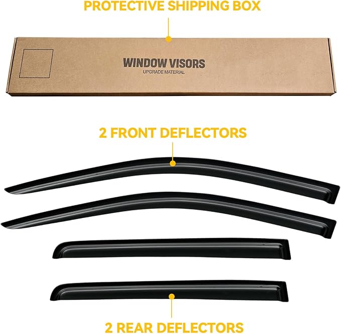 Window Visor for 2007-2016 Jeep Compass, Out-Channel Rain Guards Shields Vent Deflector Shade Wind Dark Smoke 2008 2009 2010 2011 2012 2013, Tape-On Outside-Mount, 4PCS
