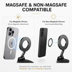 Vacuum Magnetic Phone Holder for Car, 96LBS Suction Cup & 2800gf Magnetic Hold, 360° Foldable MagSafe Car Mount for Dashboard, Windshield, Gym & Mirror, Compatible for iPhone 17–12 and Android