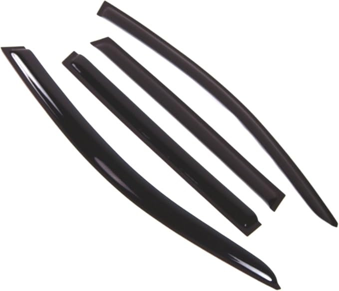 WD2-480 Dark Smoke 4 Pcs Set Window Visor (Outside Mount) Deflector Rain Guard Compatible with 2004-2007 Volkswagen Touareg