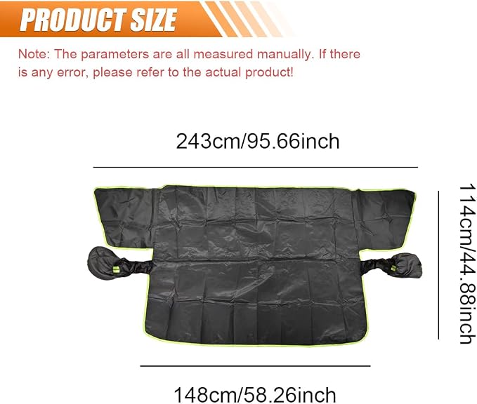 Magnetic Car Windshield Snow Cover, Windproof Car Sunshade with Elastic Strap & Hook, Automotive Windscreen Frost Cover, Winter Vehicle Side Window&Mirror Protector Accessories (Green Eage)