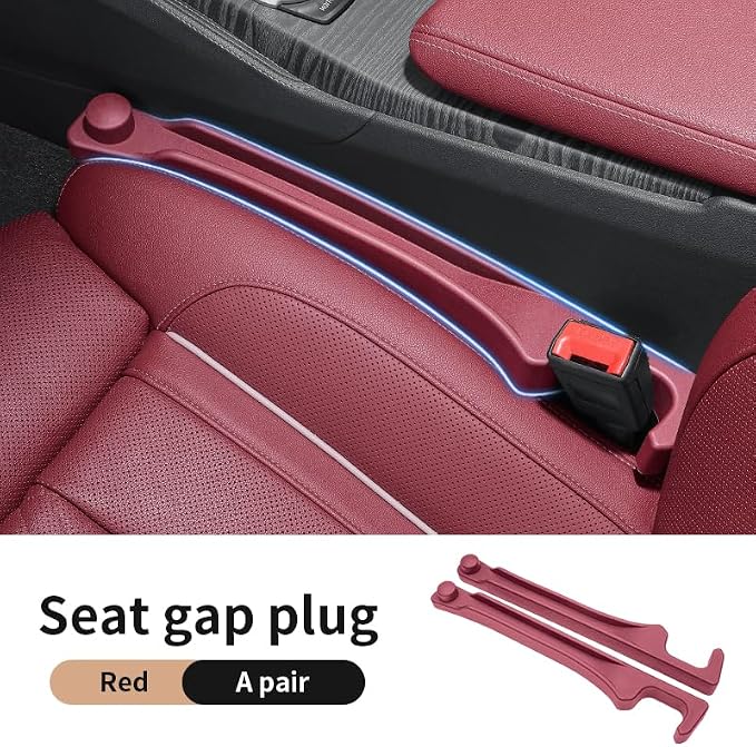 Car Seat Gap Filler 2 Pack with 180° Flip Design - Premium TPE Seat Console Organizer with Storage Box - Universal Fit for Car SUV Truck - Anti-Drop Crevice Blocker (Burgundy)