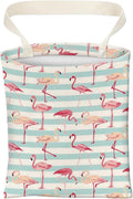 Car Trash Can, Cute Car Trash Bag, Hanging Car Organizer and Storage Bag, Trash Bin for Car Accessories, Vehicle, Travelling, Camping Cute Pink Flamingos