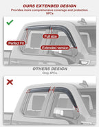 Outside-Mount Window Rain Guards Fit for 2019-2026 Chevy Silverado & GMC Sierra Crew Cab, Extra Durable Window Visors Deflector, Dark Smoke, Vent Shades for 19-26 1500 2500HD 3500HD Crew Cab