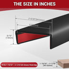 Rubber Edge Trim, 2" Self-Adhesive Flexible U Channel Edge Protecter for Plywood, Doors, Wide U Shaped Edge Trim, Edge Banding, Black Color, 20Ft