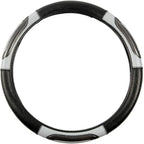 Sporty Two Tone Ergonomic Grip Steering Wheel Cover - Carbon Fiber Grip for Standard Size Wheels 14.5-15 inch Gray/Black