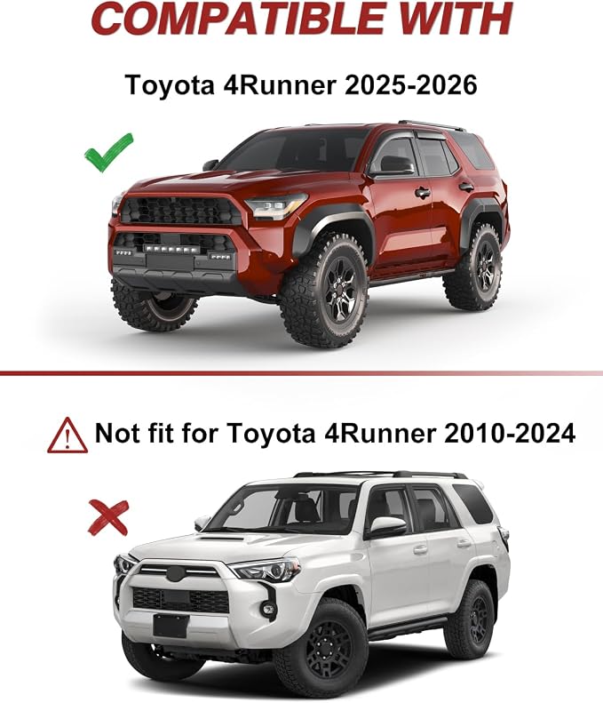 Outside-Mount Window Rain Guards Fit for 2025 2026 Toyota 4Runner, Extra Durable Window Visors Wind Deflector Dark Smoke Vent Shades Car Tape-on with Thicker 4PCS