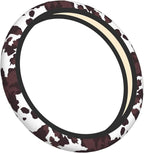 Brown Cow Print Neoprene Steering Wheel Cover for Men Women Anti-Slip Elastic Steering Wheel Protective Cover 15in Universal Car Accessories Fit Cars, SUVs, Auto